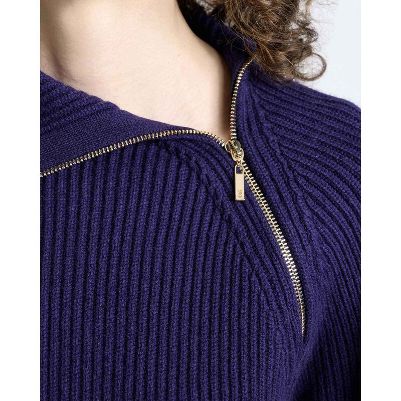 Cue Merino Bias Zip Neck Knit image number 2